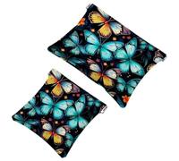 2 sacchetti per borsa, borsa per trucco impermeabile, motivo farfalla, 1090, portatile, idea regalo per donne, Multicolore 05, A：7.1x5.8in/18x14.8cm，B:4.7x4.5in/12x11.5cm