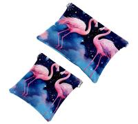 2 sacchetti per borsa, fenicottero rosa nella notte buia 991, borsa per il trucco impermeabile, custodia portatile per regali da donna, Multicolore 04, A：7.1x5.8in/18x14.8cm，B:4.7x4.5in/12x11.5cm