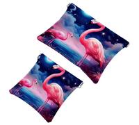 2 sacchetti per borsa, fenicottero rosa nella notte buia 991, borsa per il trucco impermeabile, custodia portatile per regali da donna, Multicolore 05, A：7.1x5.8in/18x14.8cm，B:4.7x4.5in/12x11.5cm