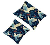 2 sacchetti per borsa, il piccolo piccione bianco nei fiori - 1981 borsa per il trucco impermeabile, sacchetto portatile per regali da donna, Multicolore 03, A：7.1x5.8in/18x14.8cm，B:4.7x4.5in