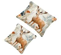 2 sacchetti per borsa, motivo cervo con fiori rossi, 2047, impermeabili, per regali da donna, Multicolore 07, A：7.1x5.8in/18x14.8cm，B:4.7x4.5in/12x11.5cm
