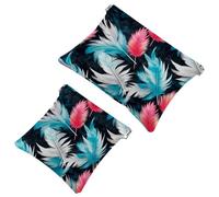 2 sacchetti per borsa, motivo foglie colorate artistiche, 1222, impermeabili, portatili, idea regalo per donne, Multicolore 03, A:7.1x5.8in/18x14.8cm,B:4.7x4.5in/12x11.5cm