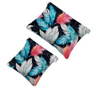 2 sacchetti per borsa, motivo foglie colorate artistiche, 1222, impermeabili, portatili, idea regalo per donne, Multicolore 04, A：7.1x5.8in/18x14.8cm，B:4.7x4.5in/12x11.5cm