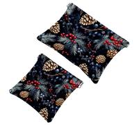 2 sacchetti per borsa, motivo foglie di Natale, 100 sacchetti impermeabili per il trucco, custodia portatile per regali da donna, Multicolore 07, A：7.1x5.8in/18x14.8cm，B:4.7x4.5in/12x11.5cm