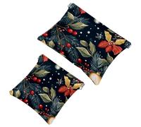 2 sacchetti per borsa, motivo foglie di Natale, 133, impermeabili, per il trucco, idea regalo per donne, Multicolore 10., A：7.1x5.8in/18x14.8cm，B:4.7x4.5in/12x11.5cm