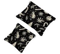 2 sacchetti per borsa, motivo foglie di Natale, 133, impermeabili, per il trucco, idea regalo per donne, Multicolore 04, A:7.1x5.8in/18x14.8cm,B:4.7x4.5in/12x11.5cm
