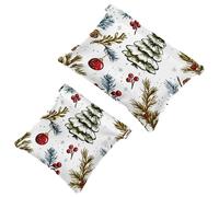 2 sacchetti per borsa, motivo foglie di Natale, 133, impermeabili, per il trucco, idea regalo per donne, Multicolore 03, A:7.1x5.8in/18x14.8cm,B:4.7x4.5in/12x11.5cm