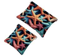 2 sacchetti per borsa, motivo folle di stelle marine, 562, impermeabili, portatili, idea regalo per donne, Multicolore 08, A：7.1x5.8in/18x14.8cm，B:4.7x4.5in/12x11.5cm