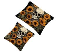 2 sacchetti per borsa, motivo girasole scheletrato, 1981, impermeabile, portatile, idea regalo da donna, Multicolore 09, A：7.1x5.8in/18x14.8cm，B:4.7x4.5in/12x11.5cm