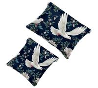 2 sacchetti per borsa, motivo piccione bianco sotto cielo blu, borsa impermeabile per il trucco, borsa portatile per regali da donna, Multicolore 02, A：7.1x5.8in/18x14.8cm，B:4.7x4.5in/12x11.5cm