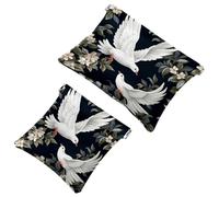 2 sacchetti per borsa, motivo piccione bianco sotto cielo blu, borsa impermeabile per il trucco, borsa portatile per regali da donna, Multicolore 05, A：7.1x5.8in/18x14.8cm，B:4.7x4.5in/12x11.5cm