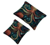 2 sacchetti per borsa, motivo polipo Art-628, impermeabile, portatile, idea regalo da donna, Multicolore 05, A:7.1x5.8in/18x14.8cm,B:4.7x4.5in/12x11.5cm