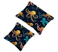 2 sacchetti per borsa, motivo polipo Art-628, impermeabile, portatile, idea regalo da donna, Multicolore 01, A:7.1x5.8in/18x14.8cm,B:4.7x4.5in/12x11.5cm