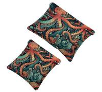2 sacchetti per borsa, motivo polipo Art-628, impermeabile, portatile, idea regalo da donna, Multicolore 09, A:7.1x5.8in/18x14.8cm,B:4.7x4.5in/12x11.5cm
