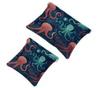 2 sacchetti per borsa, motivo polipo Art-661, impermeabile, portatile, idea regalo da donna, Multicolore 08, A:7.1x5.8in/18x14.8cm,B:4.7x4.5in/12x11.5cm