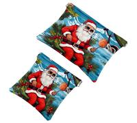2 sacchetti per borse, Babbo Natale con un cesto di fiori, borsa per trucco impermeabile 265, custodia portatile per regali da donna, Multicolore 02, A：7.1x5.8in/18x14.8cm，B:4.7x4.5in/12x11.5cm