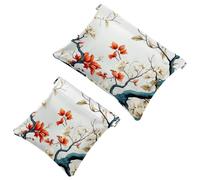 2 sacchetti per borse, colore: bianco prugna e rami rossi-1453 borsa impermeabile per il trucco, custodia portatile per regali da donna, Multicolore 03, A：7.1x5.8in/18x14.8cm，B:4.7x4.5in/12x11.5cm