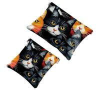 2 sacchetti per borse, con testa grande blu Cat-1651, borsa per il trucco impermeabile, custodia portatile per regali da donna, Multicolore 08, A:7.1x5.8in/18x14.8cm,B:4.7x4.5in/12x11.5cm