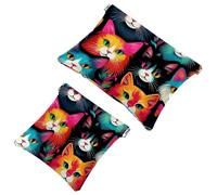 2 sacchetti per borse, con testa grande blu Cat-1651, borsa per il trucco impermeabile, custodia portatile per regali da donna, Multicolore 05, A:7.1x5.8in/18x14.8cm,B:4.7x4.5in/12x11.5cm