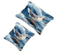 2 sacchetti per borse, motivo: balene nell'acqua-34, borsa per il trucco impermeabile, custodia portatile per regali da donna, Multicolore 07, A：7.1x5.8in/18x14.8cm，B:4.7x4.5in/12x11.5cm