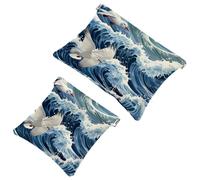 2 sacchetti per borse, motivo: mare e gabbiani, 100 sacchetti impermeabili per il trucco, custodia portatile per regali da donna, Multicolore 01, A：7.1x5.8in/18x14.8cm，B:4.7x4.5in/12x11.5cm