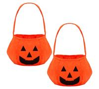 2 sacchetti per caramelle di Halloween a forma di zucca per bambini, cestino per caramelle di Halloween, secchiello per dolcetto o scherzetto, borsa arancione per Halloween e bomboniere per bambini