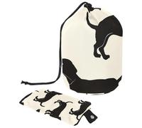 2 sacchetti per cosmetici a secchiello da viaggio di grande capacità, morbidi e impermeabili, con coulisse, borsa per cosmetici, divertente bassotto scuro con ombre, Divertente ombra di cane bassotto