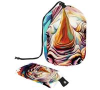 2 sacchetti per cosmetici a secchiello da viaggio, di grande capacità, morbidi, impermeabili, con coulisse, con motivo rinoceronte, Modello Art Rhino, 9.9x6.9in/25.2x17.6cm;6x3.5in/15.2x8.8cm, Design