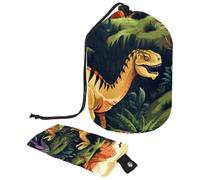 2 sacchetti per cosmetici a secchiello da viaggio, di grande capacità, morbidi, impermeabili, portatili, con coulisse, con dinosauri colorati, Dinosauro colorato Fun Art,