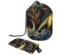 2 sacchetti per cosmetici a secchiello da viaggio, di grande capacità, morbidi, impermeabili, portatili, con coulisse, borsa cosmetica, divertente mondo di dinosauri artistici, Fun Art Dinosaur World,