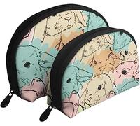 2 sacchetti per cosmetici, borsa per trucco da viaggio, coniglio, lepre, simpatico coniglietto, borsa da toilette da donna
