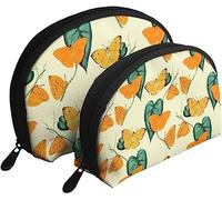 2 sacchetti per cosmetici, borsa per trucco da viaggio, farfalla arancione, Morpho Helena, borsa da toilette da donna