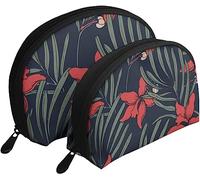 2 sacchetti per cosmetici, borsa per trucco da viaggio floreale, zattera tropicale hawaiana, borsa da toilette da donna