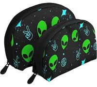 2 sacchetti per cosmetici, borsa per trucco da viaggio Harajuku Punk Alien, borsa da toilette da donna
