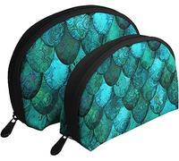 2 sacchetti per cosmetici, colore verde acqua scuro, con scaglie di drago, borsa per il trucco da viaggio, borsa da toilette da donna