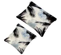 2 sacchetti per cosmetici con girasoli freschi su sfondo bianco in legno, con chiusura automatica, portatile, senza cerniera, per monete, rossetti, auricolari, gioielli, organizer, Multicolore 8.,