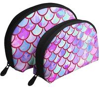 2 sacchetti per cosmetici, con sirena ad, scaglie di pesce, borsa per trucco da viaggio, borsa da toilette da donna