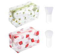 2 sacchetti per cosmetici con stampa di frutta, con 2 mini spazzole per maschere facciali, astuccio trasparente portatile, borsa da viaggio impermeabile, dolce regalo per ragazze, multicolore,