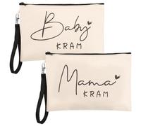 2 sacchetti per cosmetici per la nascita, regalo per la mamma, con chiusura lampo, regalo per la festa della mamma, per la mamma, per la mamma, per diventare mamma, bianco