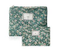 2 sacchetti per cosmetici, pratica borsa da toilette da viaggio, borsa per cosmetici, borsa per fiori, borsa per la conservazione, piccola borsa, set da donna, borsa per cosmetici (verde)