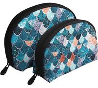 2 sacchetti per cosmetici, scaglie di sirena glitterate, borse da trucco da viaggio, borsa da toilette da donna