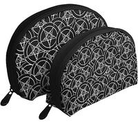2 sacchetti per cosmetici, sigillo satanico Baphomet, pentagramma, borsa per il trucco da viaggio, borsa da toilette da donna
