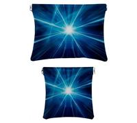 2 sacchetti per cosmetici tascabili in finta pelle, piccoli sacchetti per borse, sacchetti a chiusura automatica per borsa, borsa portatile per cosmetici, motivo stelle blu, arte moderna, Motivo: