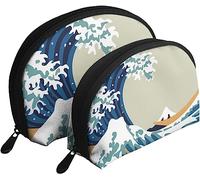 2 sacchetti per cosmetici Ukiyo E giapponese Big Wave Art borsa per trucco da viaggio borsa da toilette per donna