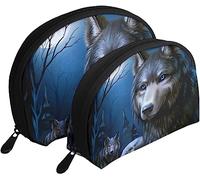 2 sacchetti per cosmetici Wolf Goodnight Moon, borsa per il trucco da viaggio, borsa da toilette da donna