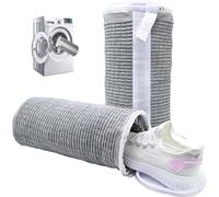 2 sacchetti per il lavaggio delle scarpe, per lavatrice, per la pulizia completa a 360°, per scarpe con chiusura lampo nascosta, per lavatrice (grigio)