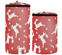 2 sacchetti per la lavanderia, scarpe da ginnastica, scarpe da ginnastica, con cervo che saltano, Cervo che salta di Natale, 1 size, Moderno/adattabile