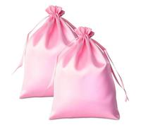 2 sacchetti per parrucche in raso di seta, 34,5 x 24,9 cm, rosa satinato, borsa regalo e da viaggio con nappa con coulisse, sacchetti per capelli per confezionare parrucche, ciocche, extension per