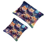 2 sacchetti per schegge Cartoon Space Dog-823: borsa per il trucco essenziale per le donne in movimento, Multicolore, A：7.1x5.8in/18x14.8cm，B:4.7x4.5in/12x11.5cm
