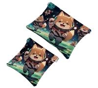 2 sacchetti per schegge Cartoon Space Dog-843: borsa per il trucco essenziale per le donne in movimento, Multicolore, A：7.1x5.8in/18x14.8cm，B:4.7x4.5in/12x11.5cm